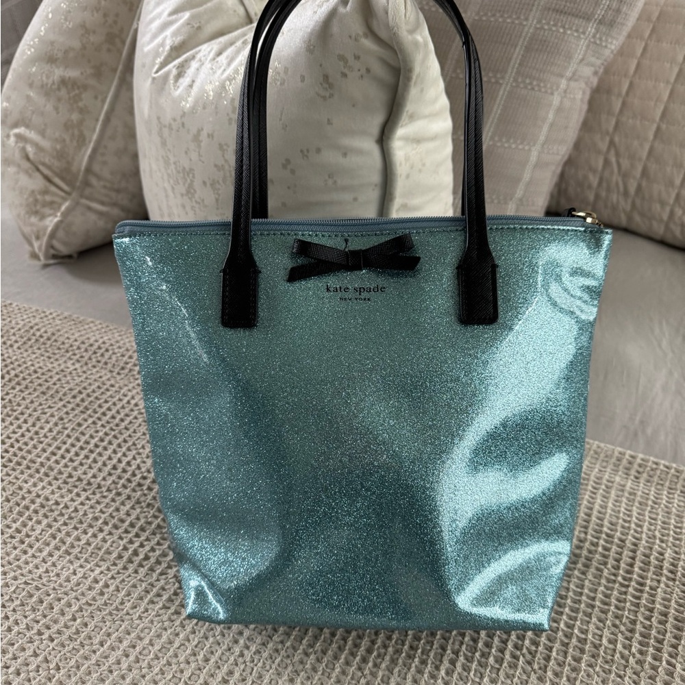 Kate Spade blue glitter small tote